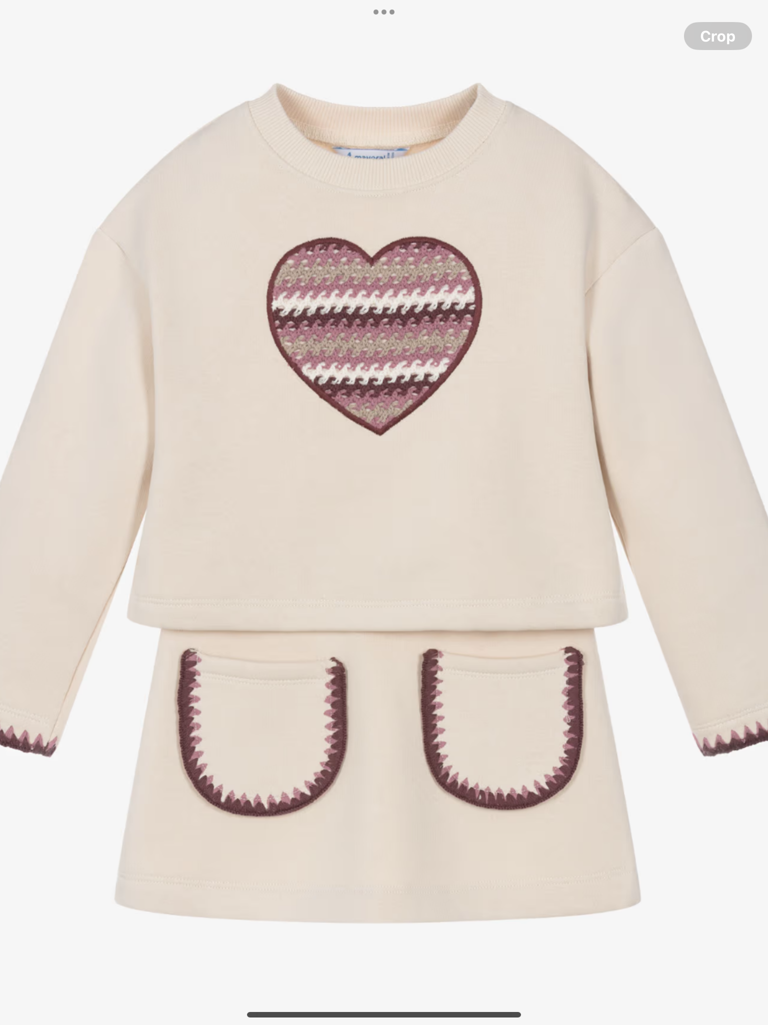 Mayoral Girls Beige Jersey Skirt Set with Heart 0826803