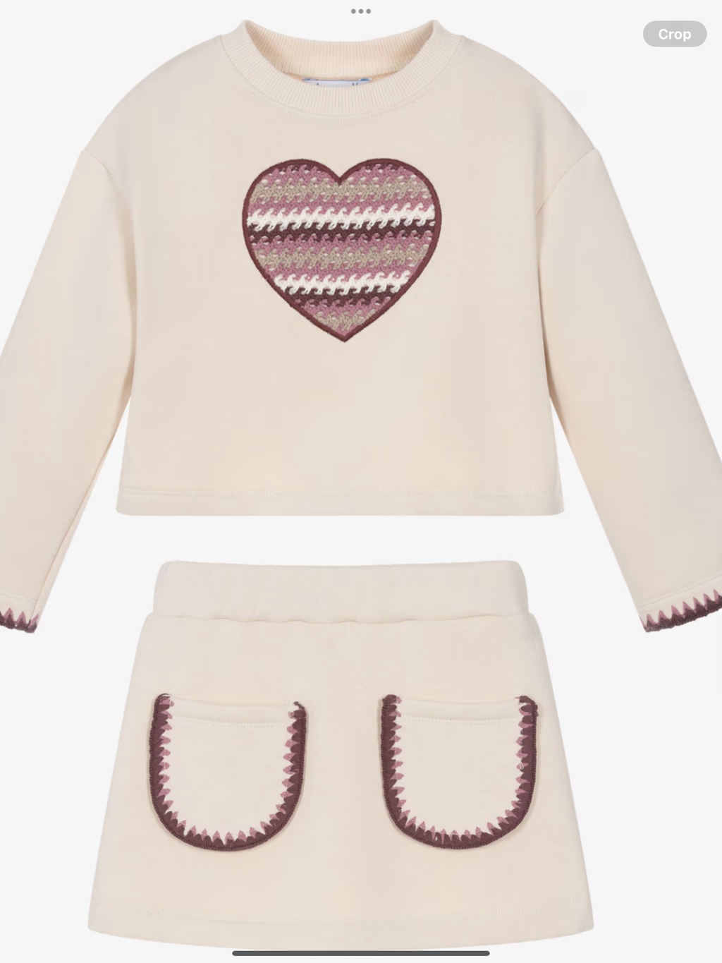 Mayoral Girls Beige Jersey Skirt Set with Heart 0826803