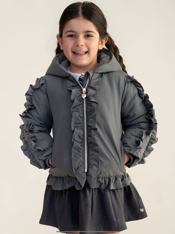 PRE ORDER Caramelo Girls Grey Short Frilled Coat 0625327