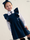 Caramelo Girls Navy School Frill Pinafore With Bow PRE ORDER.     0625330