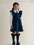 Caramelo Girls Navy School Frill Pinafore With Bow PRE ORDER.     0625330