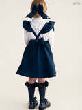 Caramelo Girls Navy School Frill Pinafore With Bow PRE ORDER.     0625330