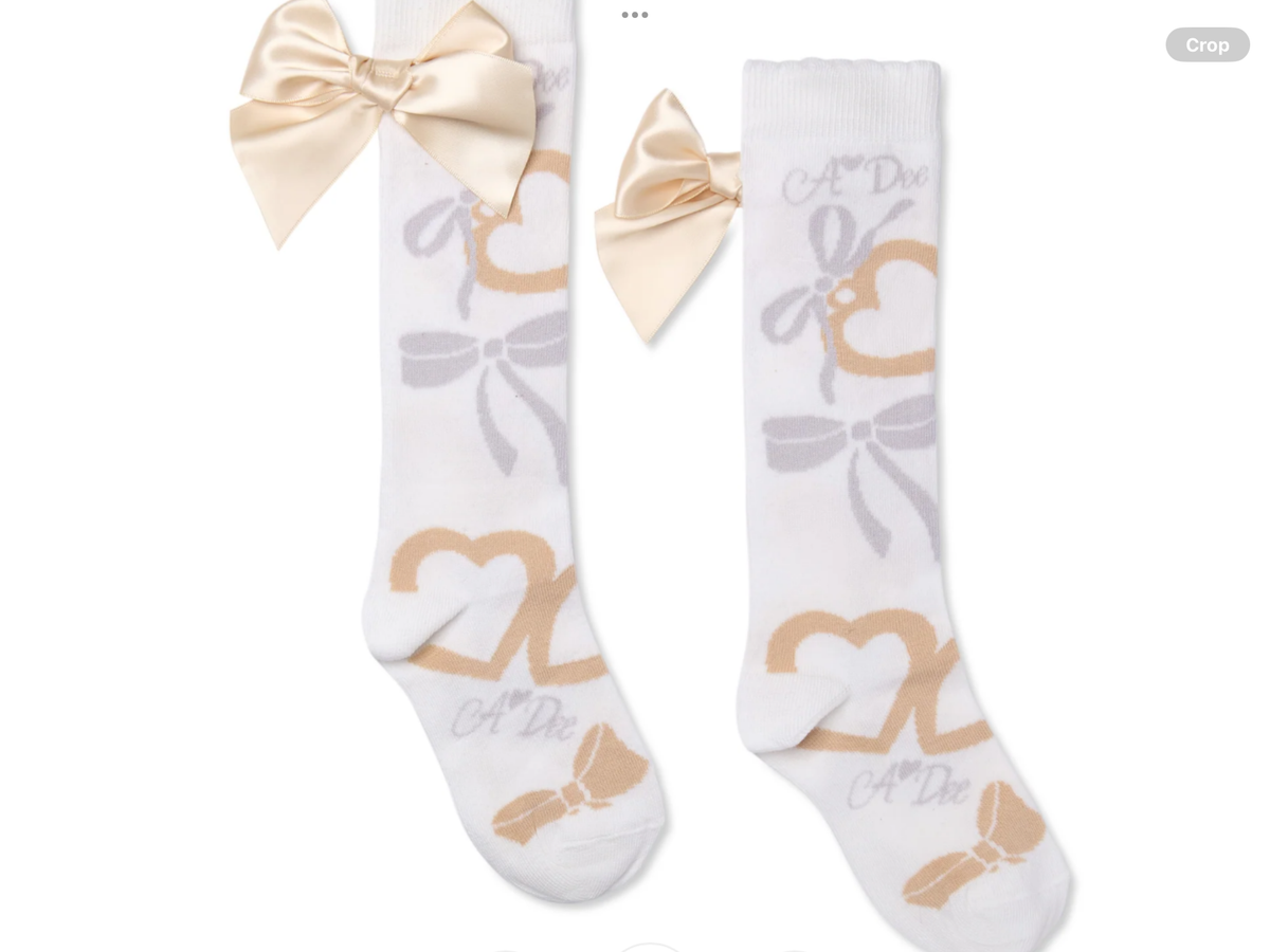 ADee White Alessandra Knee High Socks 0926861