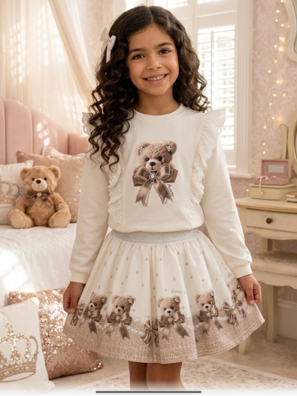 Georgio bambini skirt set in cream and brown  0926882