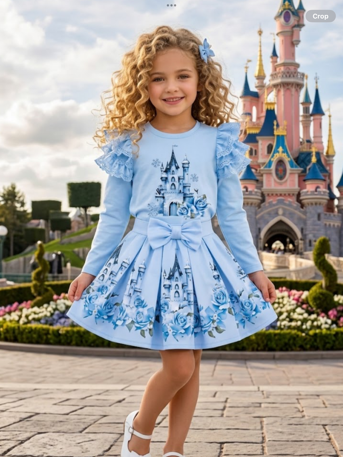 Giorgio Bambini Girls fairytale castle Ruffle Top & Skirt Set 0926884