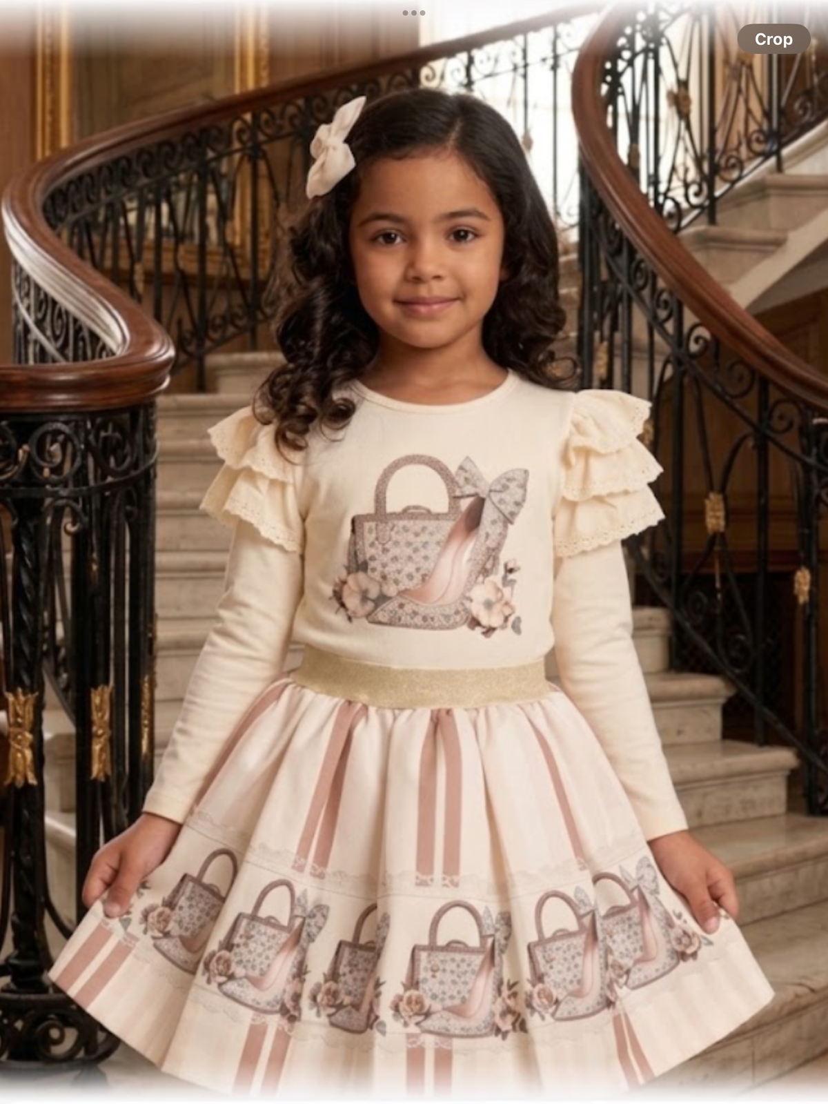 Giorgio Bambini Girls Diamante Handbag Ruffle Top & Skirt 0926886