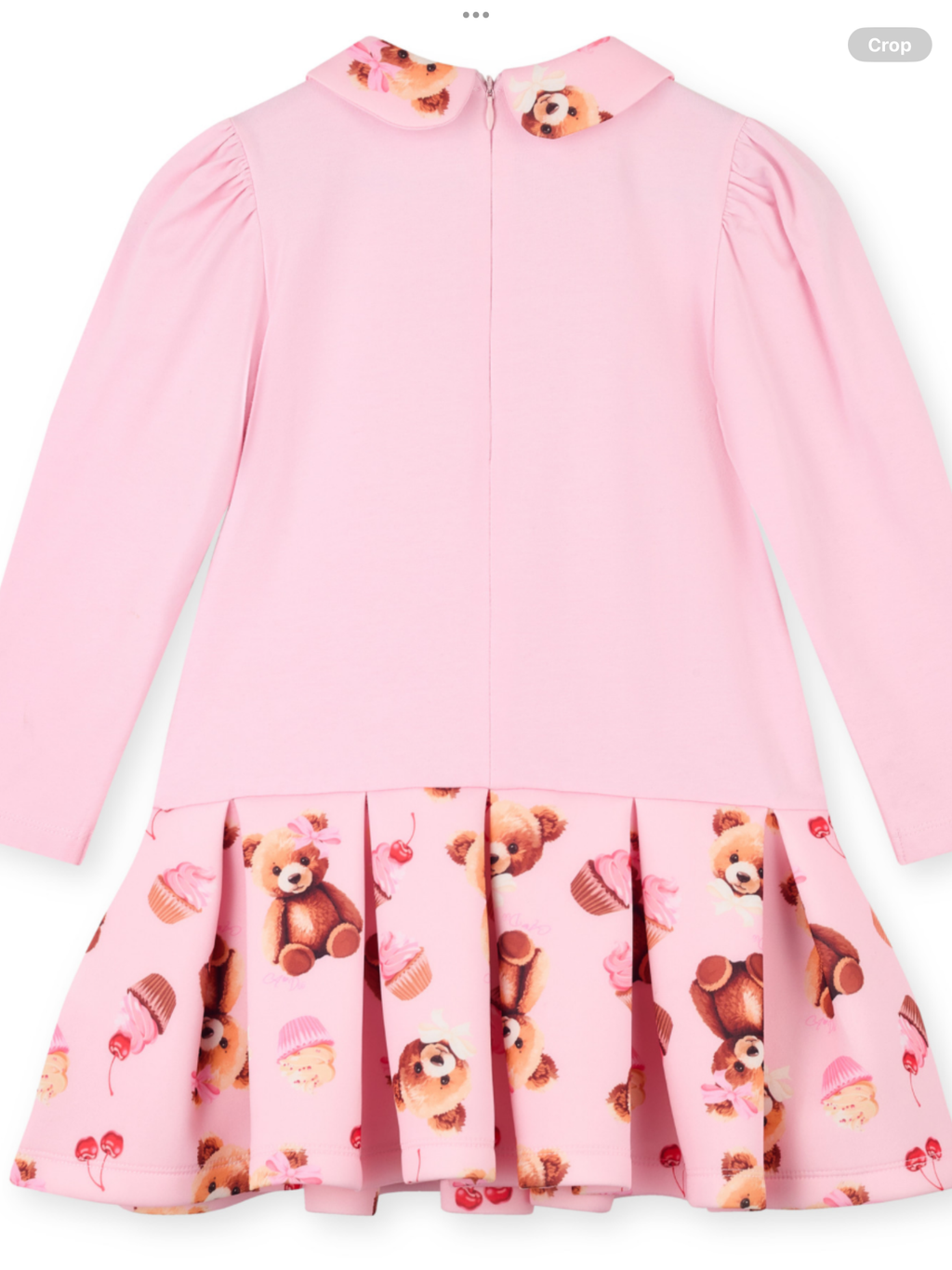 ADEE Girls Pink Dress With Bear On Front & Bear Printed Skirt & Collar - MEADOW 0725241