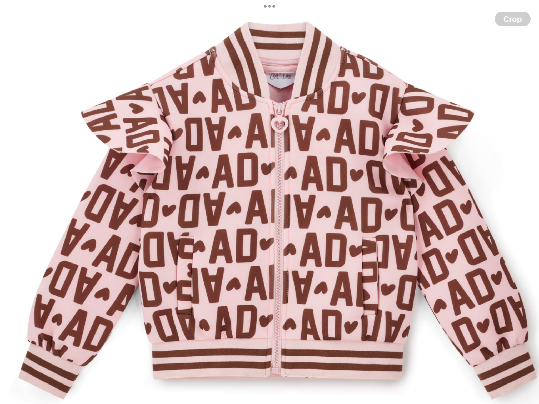 ADEE Girls Pink/Brown Initial Printed Bomber Jacket - MELODY  0725250