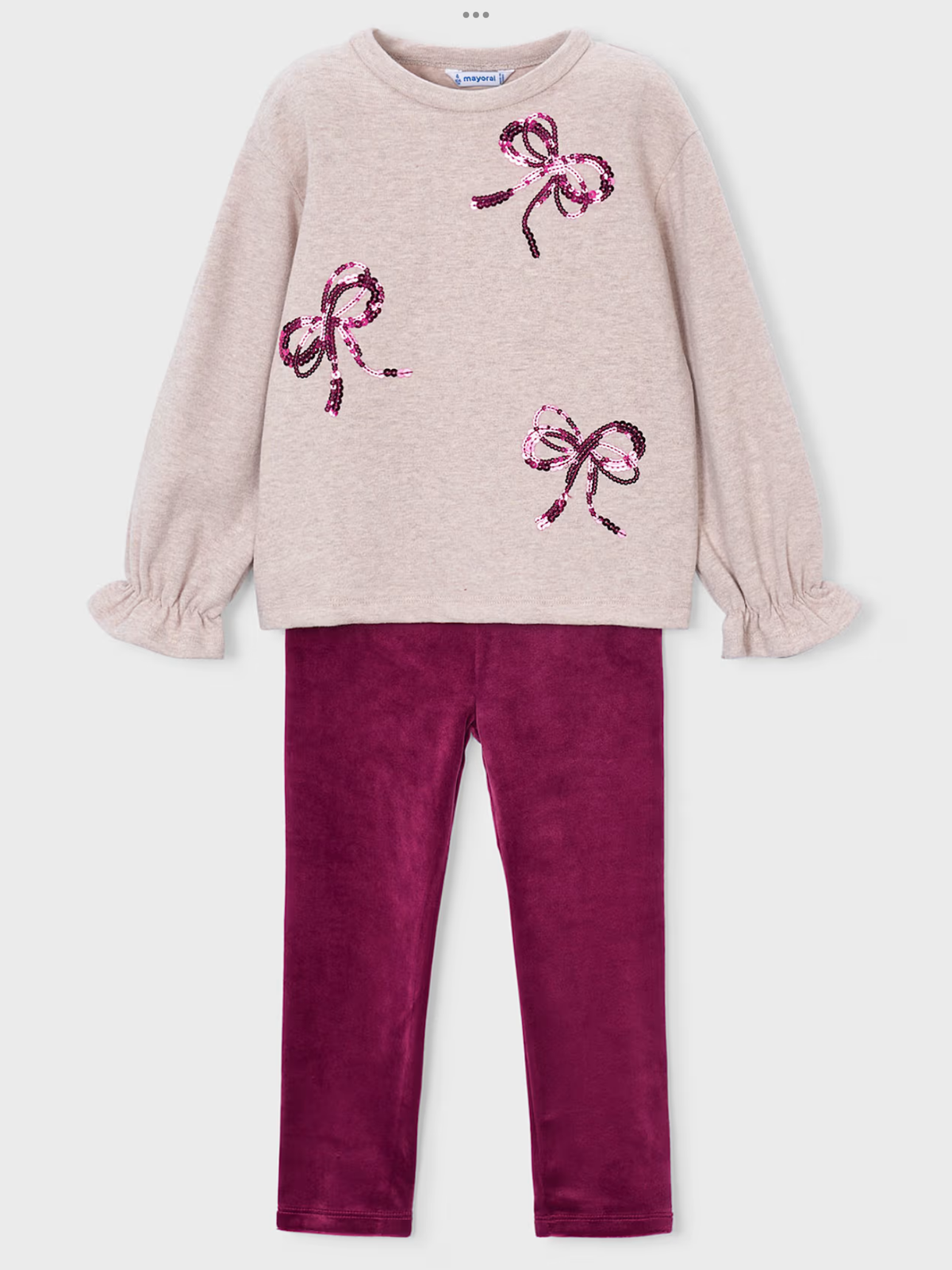 Mayoral Girls' leggings and hoodie set with bows 1026911