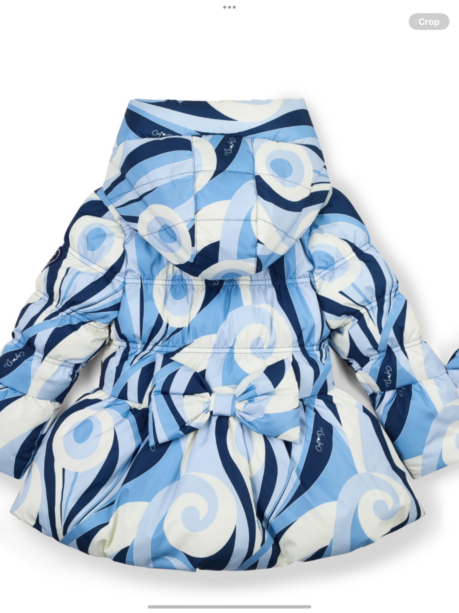 ADEE Girls Blue/White Swirl Printed Coat With Bows - NYLAH 0725256
