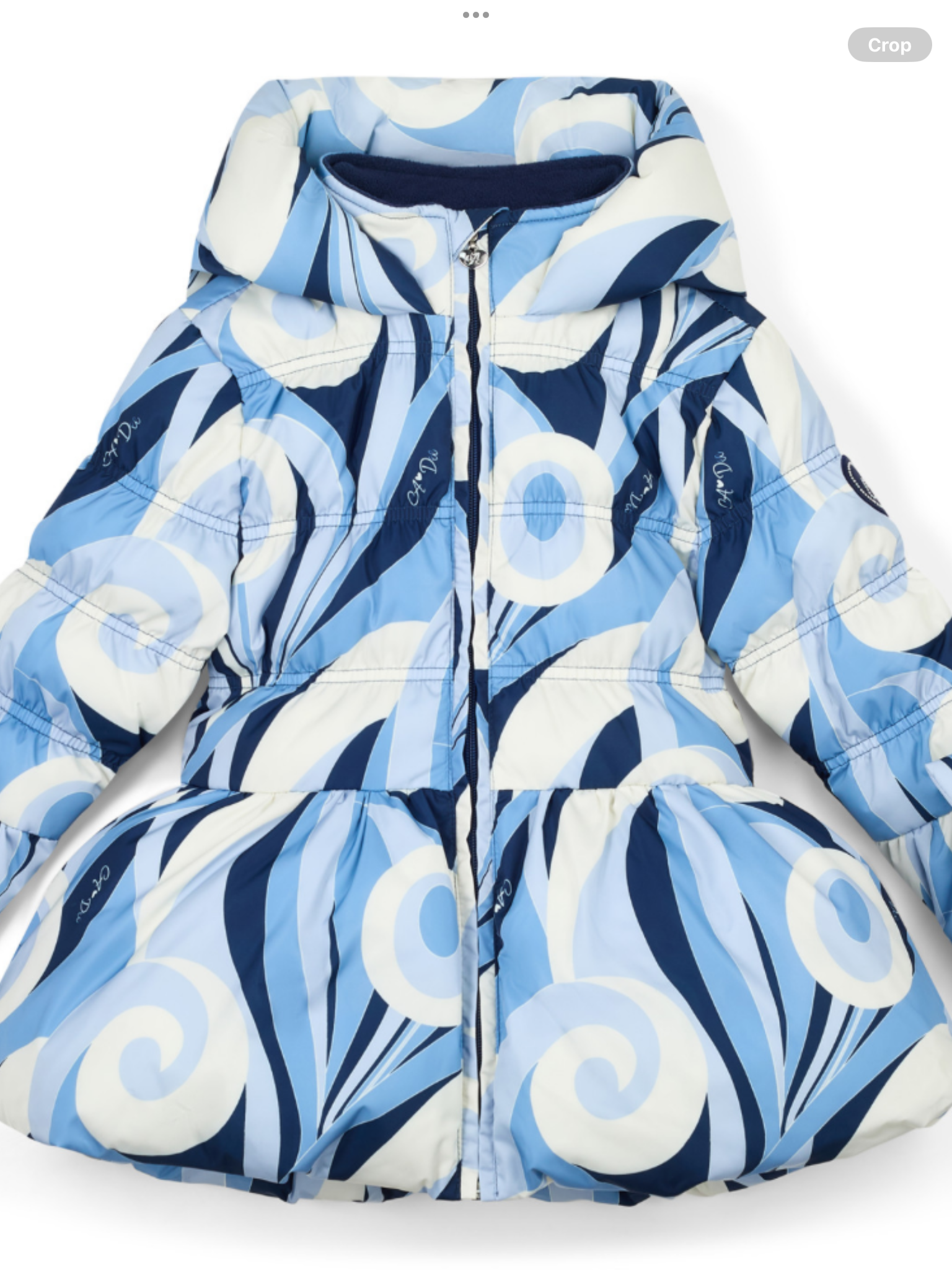 ADEE Girls Blue/White Swirl Printed Coat With Bows - NYLAH 0725256