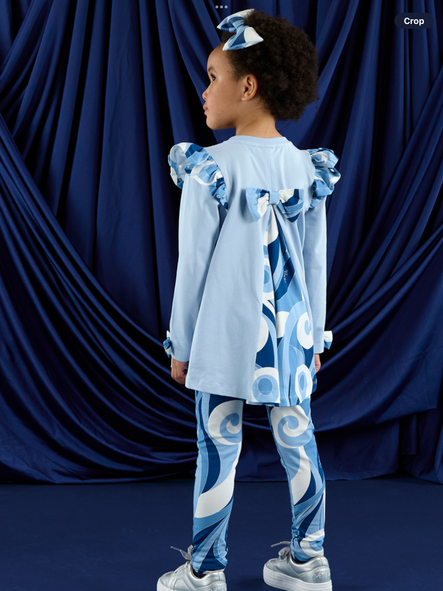 ADEE Girls Blue Top With Swirl Print Frills & Matching Swirl Print Leggings - NINA 0525257