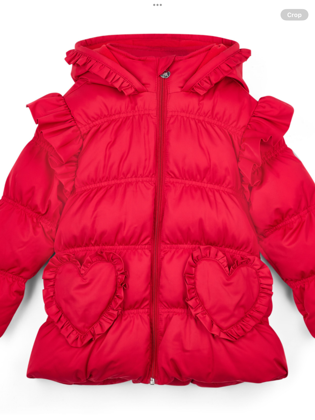 ADEE Girls Red Padded Jacket With Frilled Heart Pockets - LILIANA I 0725263