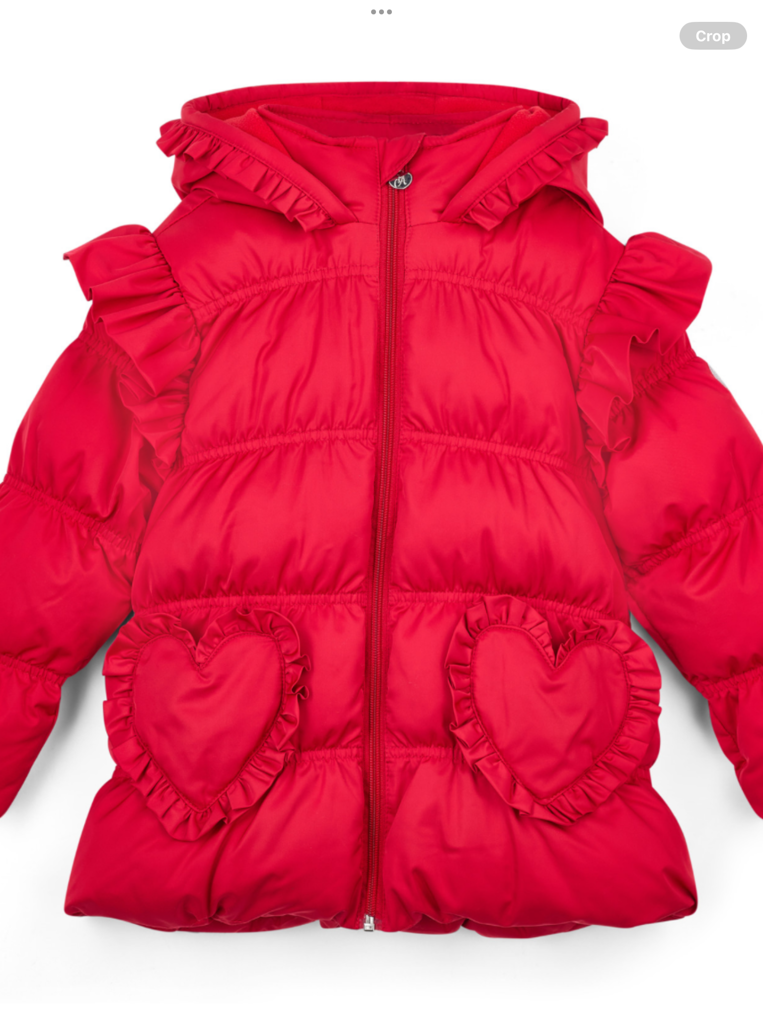 ADEE Girls Red Padded Jacket With Frilled Heart Pockets - LILIANA I 0725263