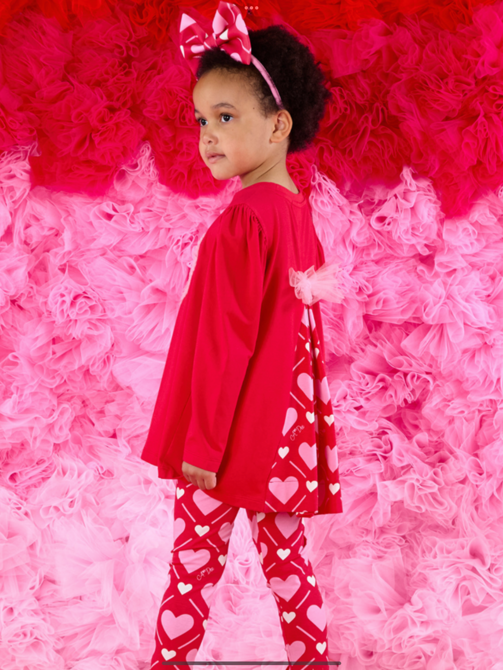 ADEE Girls Red Heart Print Top & Matching Heart Printed Leggings - LOLA 0725265