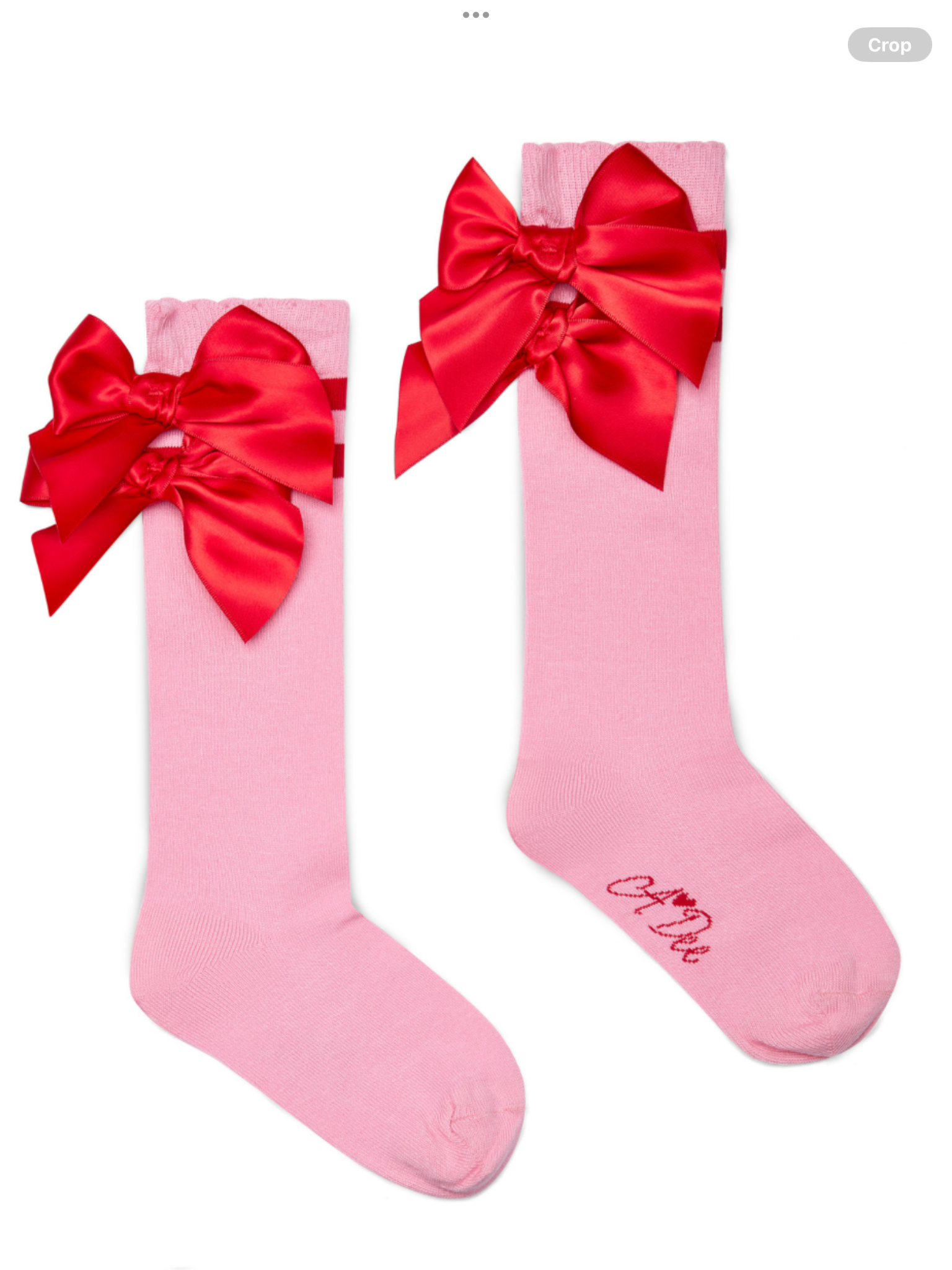 ADEE Girls Pink Knee High Socks With Double Red Bows - LUCY 0725268