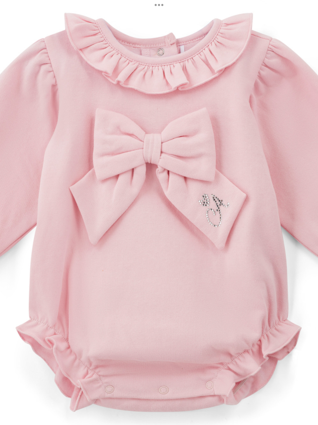 Little A Girls Pink Romper With Large Bow On Front & Frilled Collar - JAYDEN 0725282