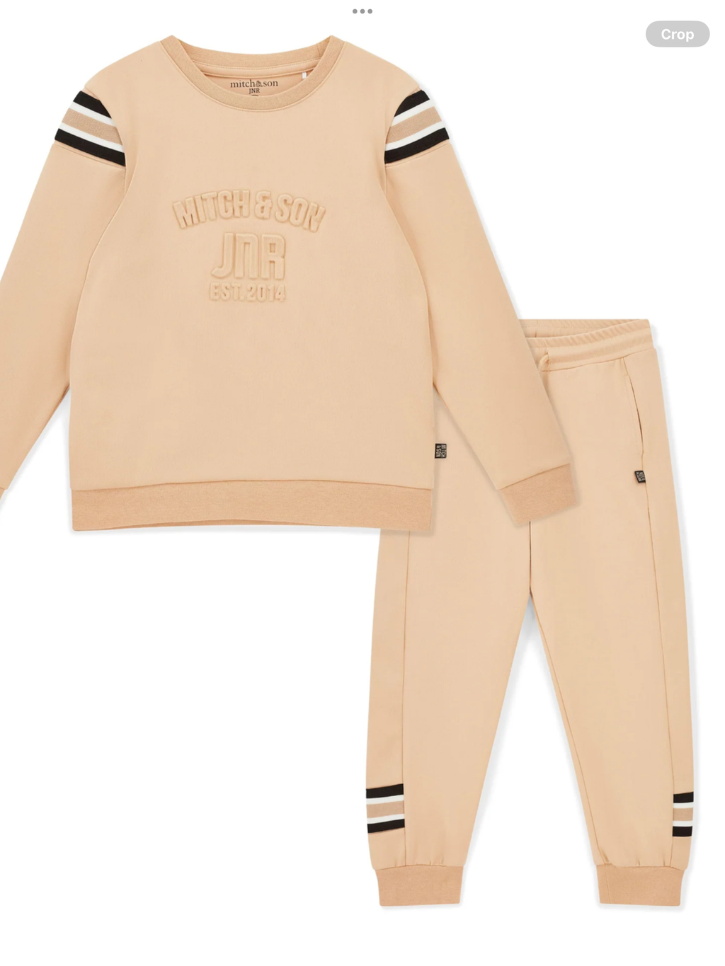 MITCH & SON MITCH & SONJNR Luis Embossed Crew Neck Tracksuit - Latte Beige 0725290