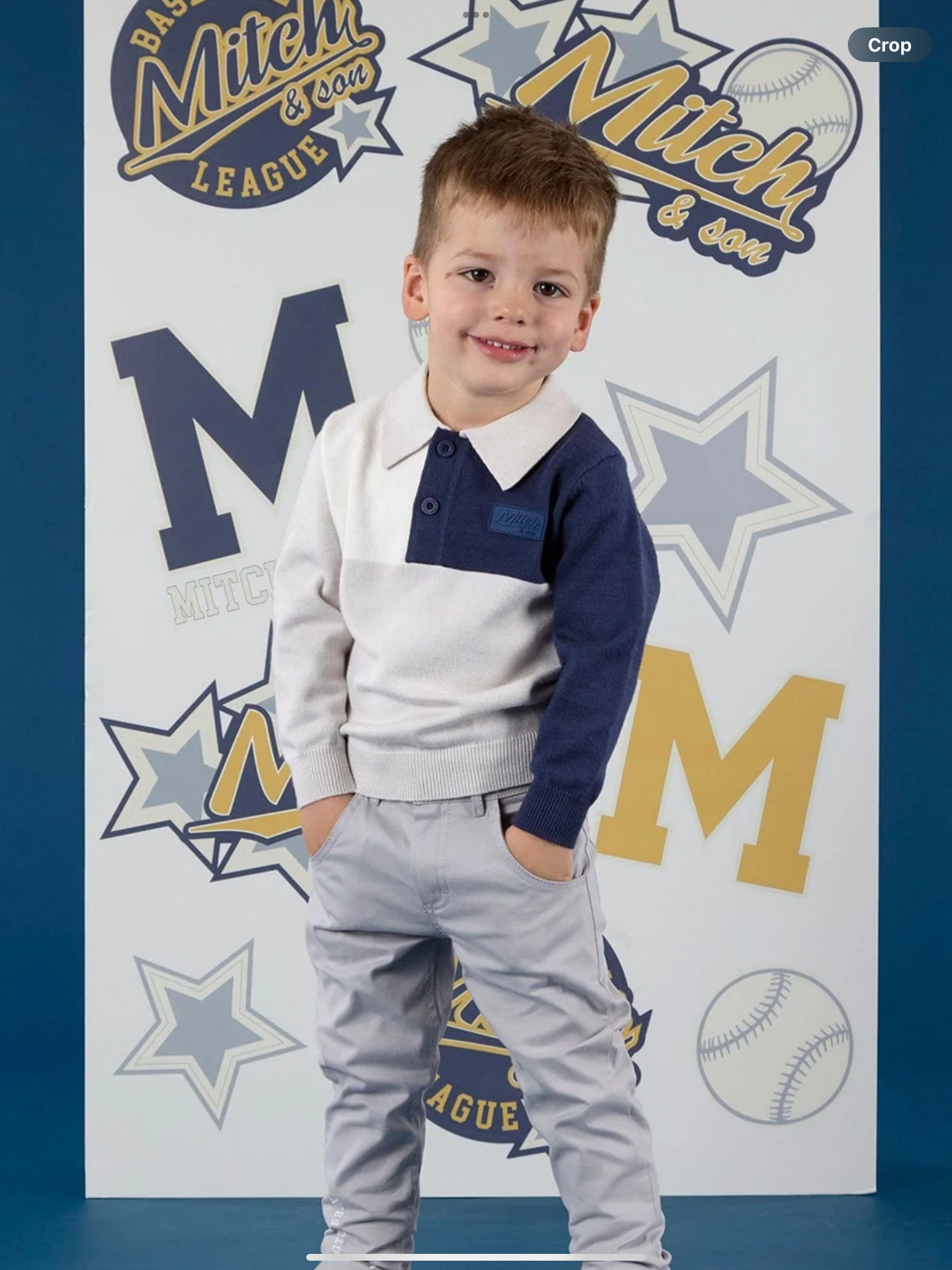 Mitch & Son Jude Grey Knitted Polo Top and grey twill trousers 0725296