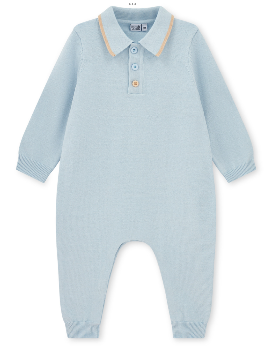 Mitch & Son Mini Boys Blue Knitted Polo Romper With Logo  - MACK  0725300