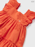 Mayoral orange embroidered dress summer 24 01242097