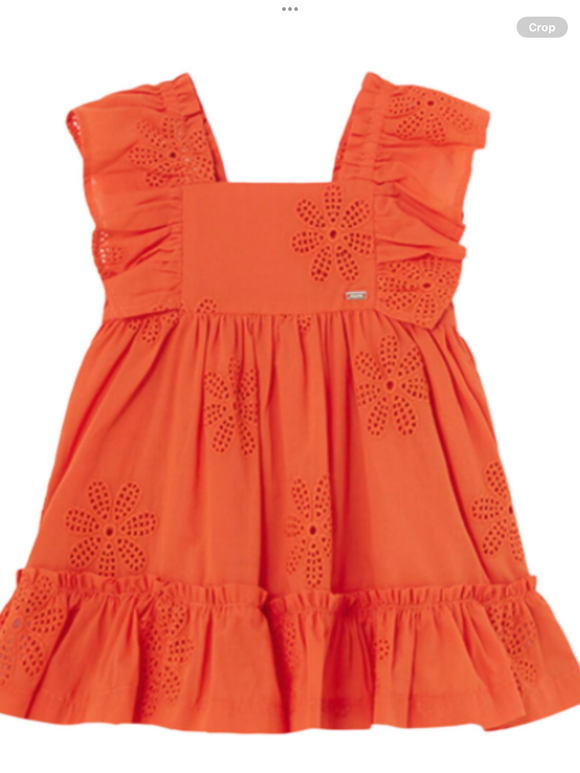 Mayoral orange embroidered dress summer 24 01242097