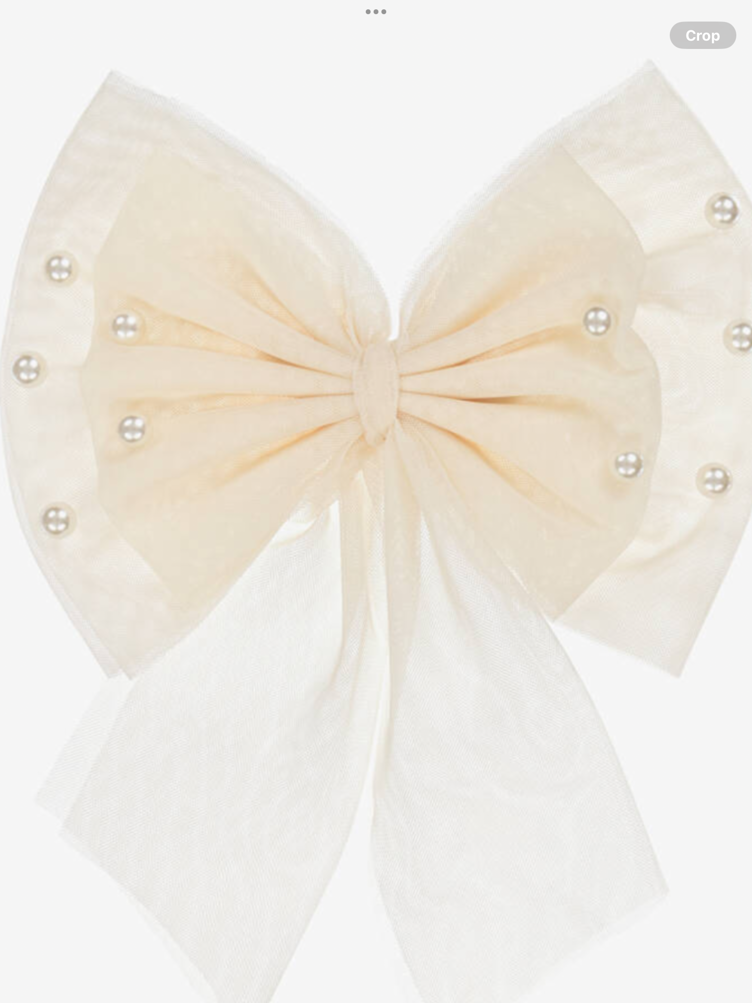 NEW SEASON CARAMELO KIDS Girls Beige Tulle Bow Hair Clip with Pearl Beads (17cm) 0825334