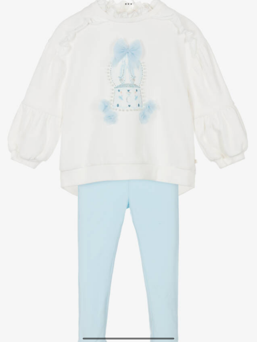 NEW SEASON Girls Blue Cotton Leggings Set with Frills, Bows & Ballerinas 0825350