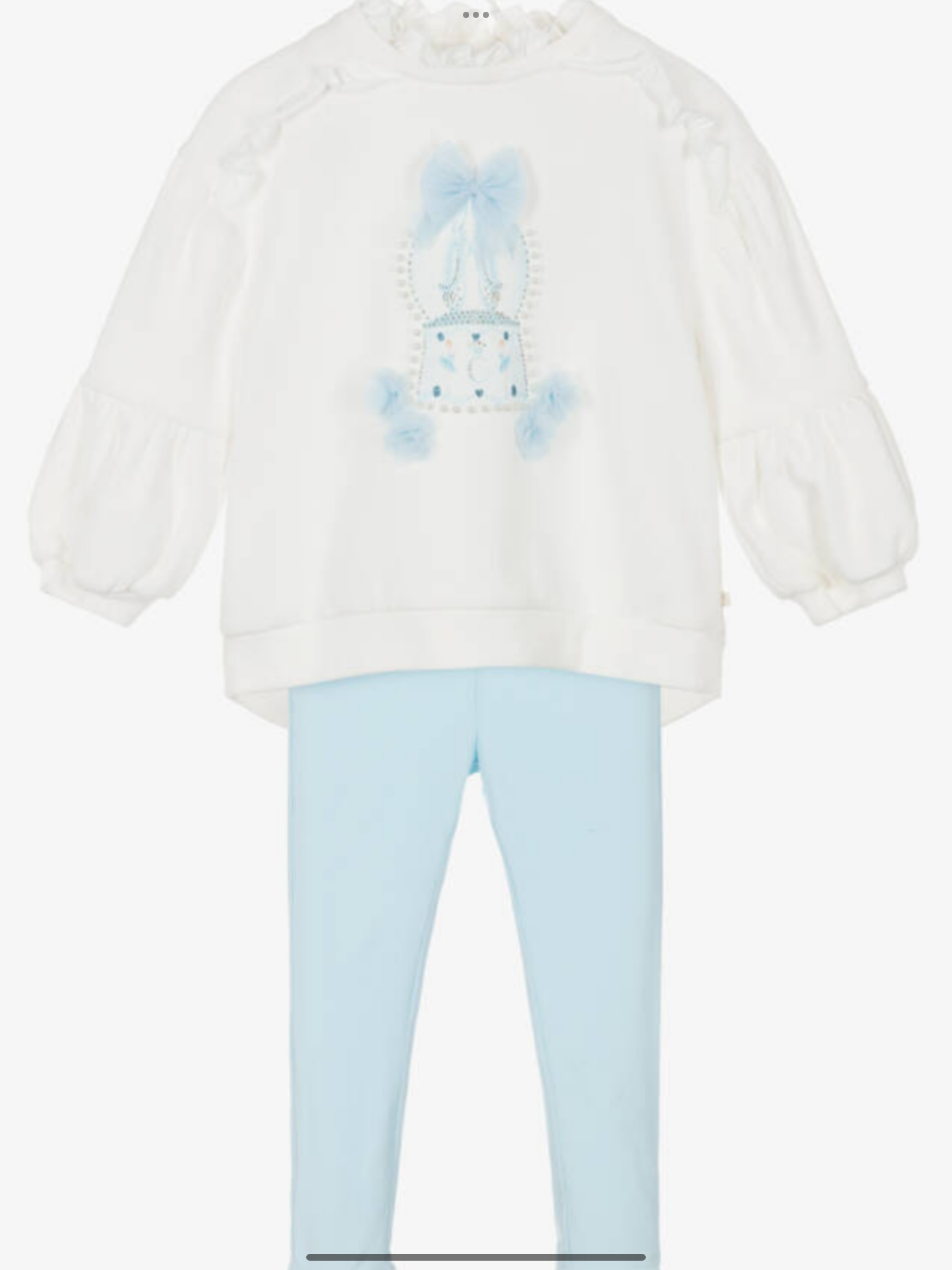 NEW SEASON Girls Blue Cotton Leggings Set with Frills, Bows & Ballerinas 0825350