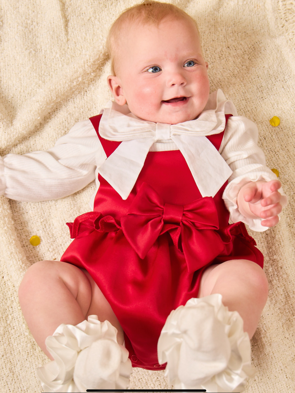 NEW SEASON Caramelo Girls Red Soft Dungaree Romper With Matching Ivory Collared Top & Headband  0825352