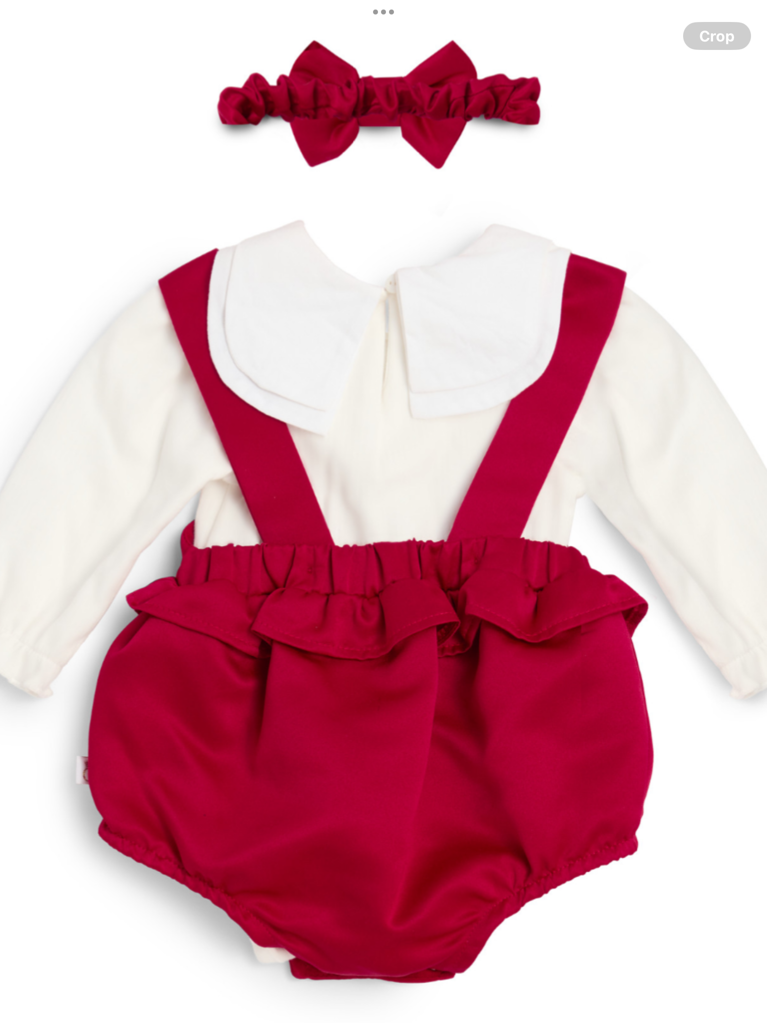 NEW SEASON Caramelo Girls Red Soft Dungaree Romper With Matching Ivory Collared Top & Headband  0825352