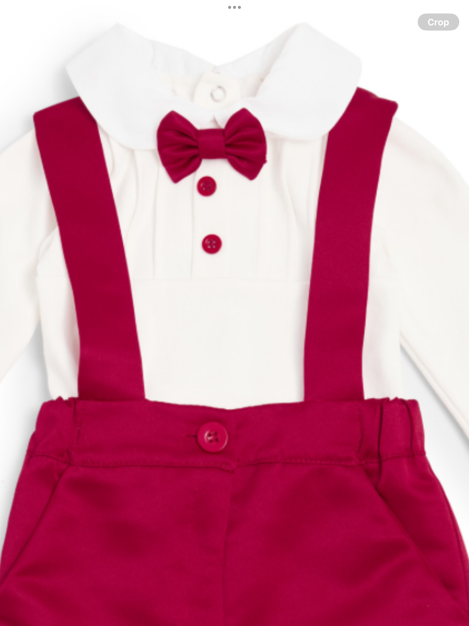 NEW SEASON Caramelo Boys Red Soft Dungaree Shorts With Matching Ivory Collared Top & Red Bow Tie 0825353
