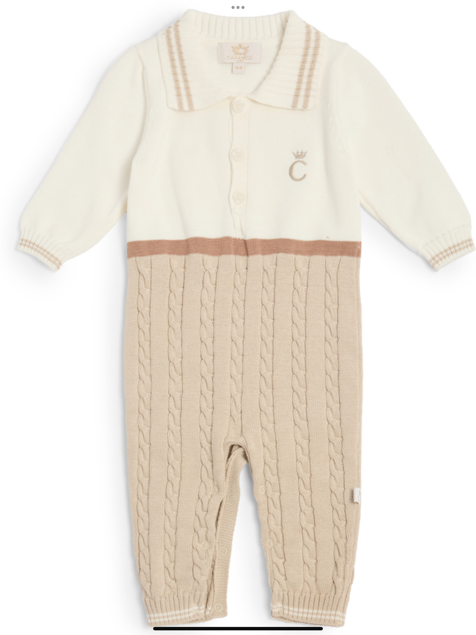 NEW SEASON Caramelo Boys Mink/Ivory Cable Knit All In One  0825357