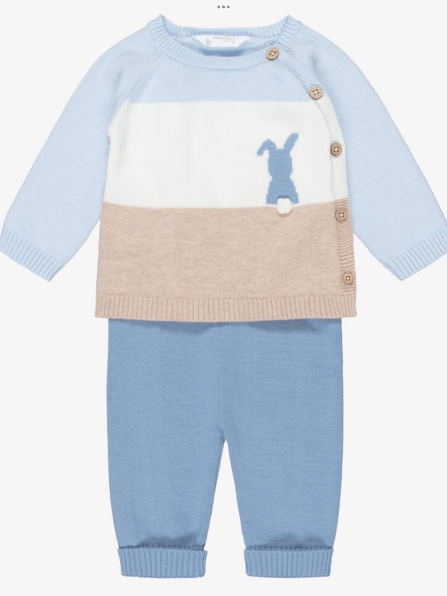 NEW SEASON Baby Boys Blue Cotton Knit Bunny Trouser Set 0925379