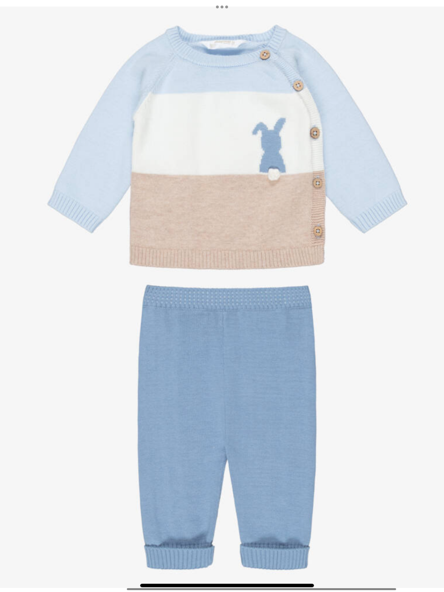 NEW SEASON Baby Boys Blue Cotton Knit Bunny Trouser Set 0925379
