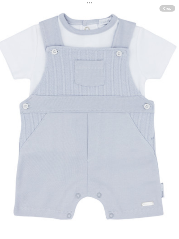 Blues baby grey cable dungarees set summer 24.     02242142