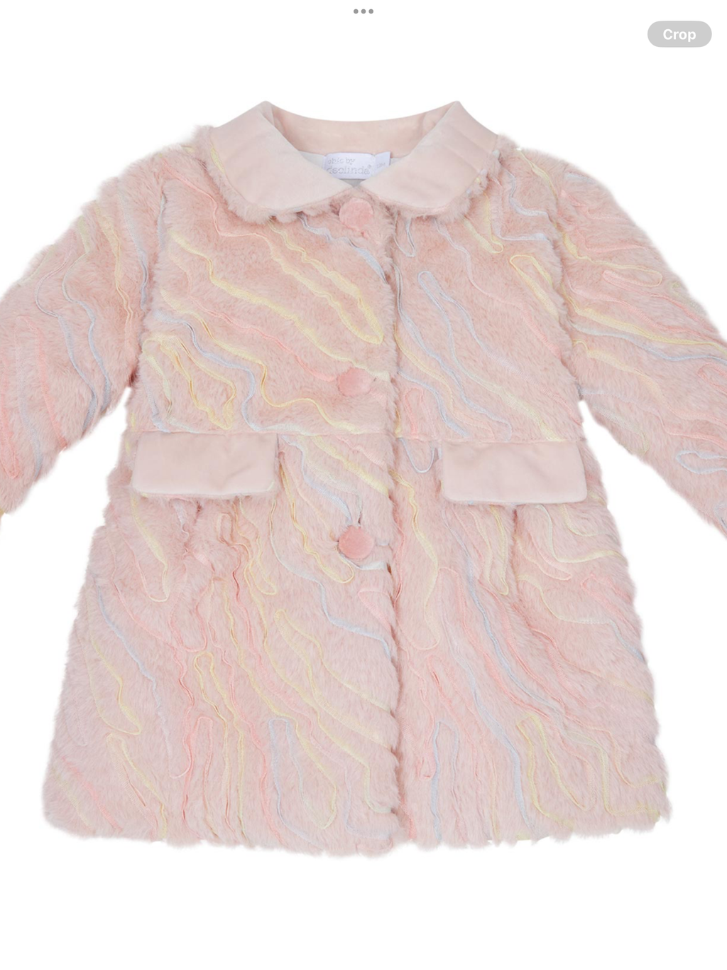 NEW SEASON Deolinda Chic Girls Faux Fur & Velour Coat - Pink Multi 0925411