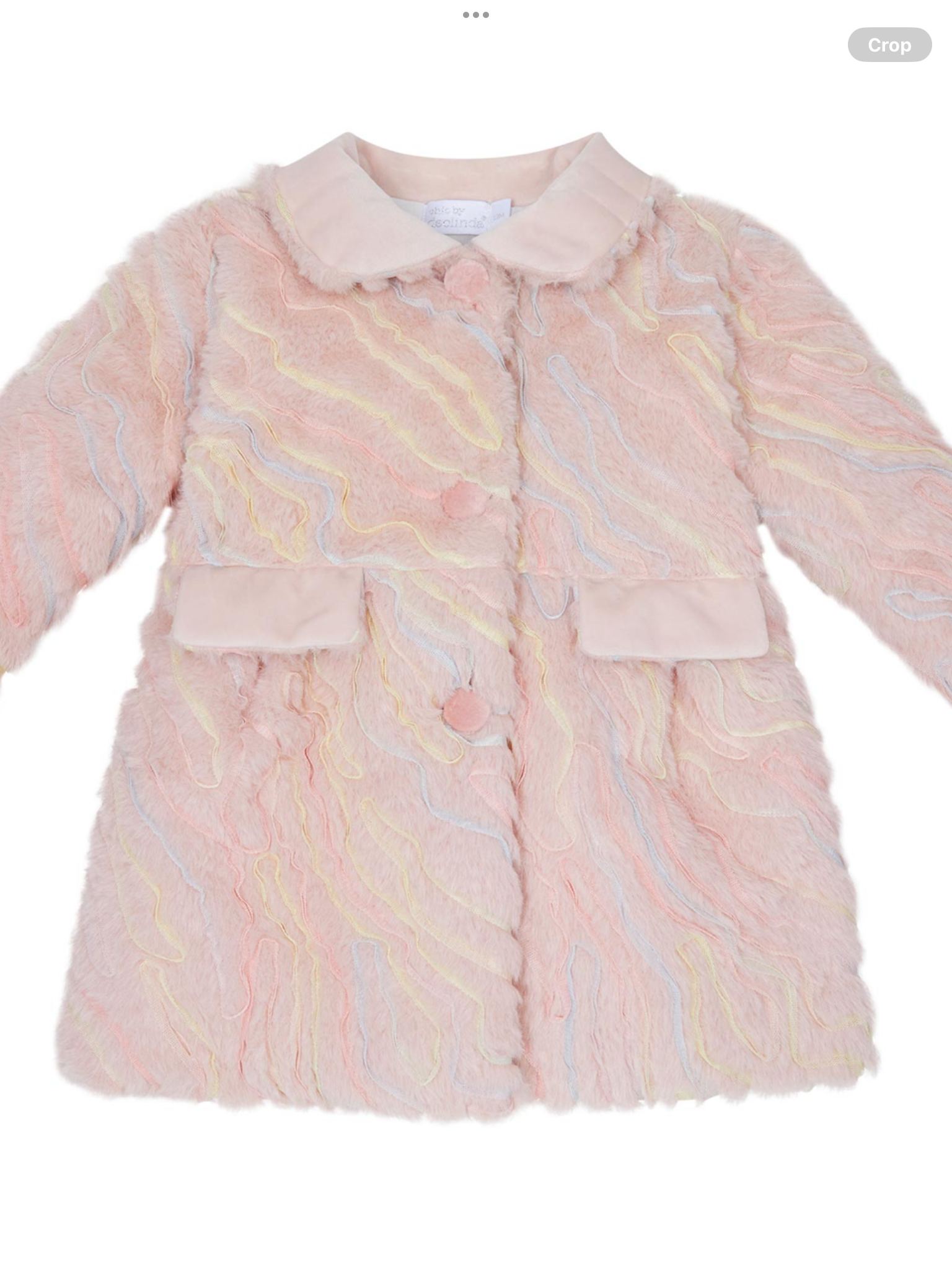 NEW SEASON Deolinda Chic Girls Faux Fur & Velour Coat - Pink Multi 0925411