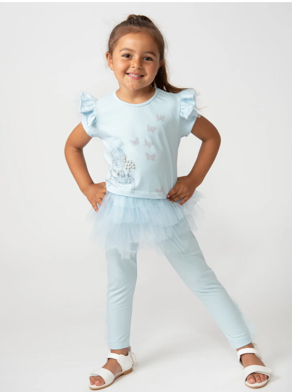 Caramelo kids  blue Pearl vanity leggings set 03242239
