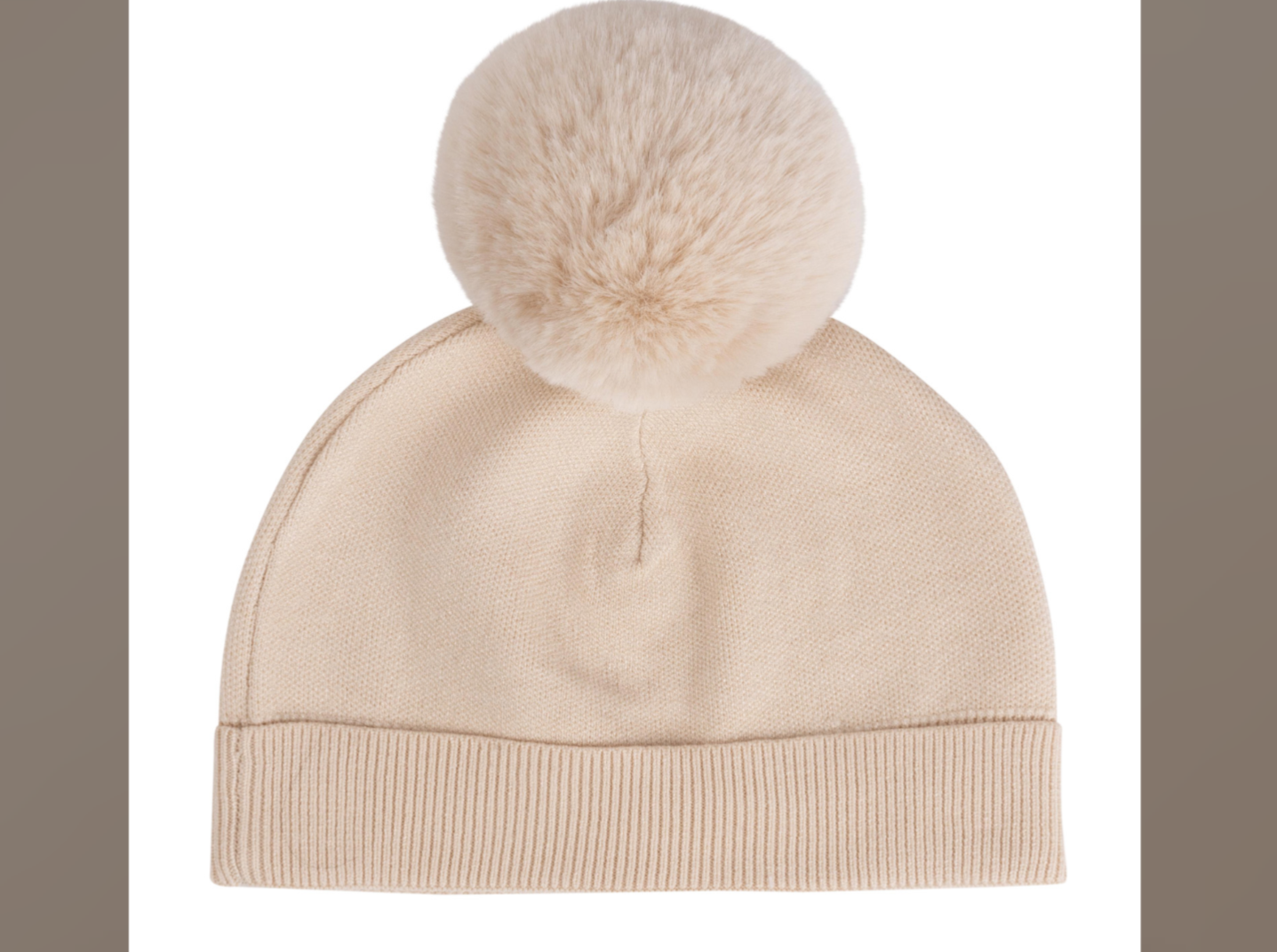 ADee Sabrina knitted beige Pom teddy hat 07242425