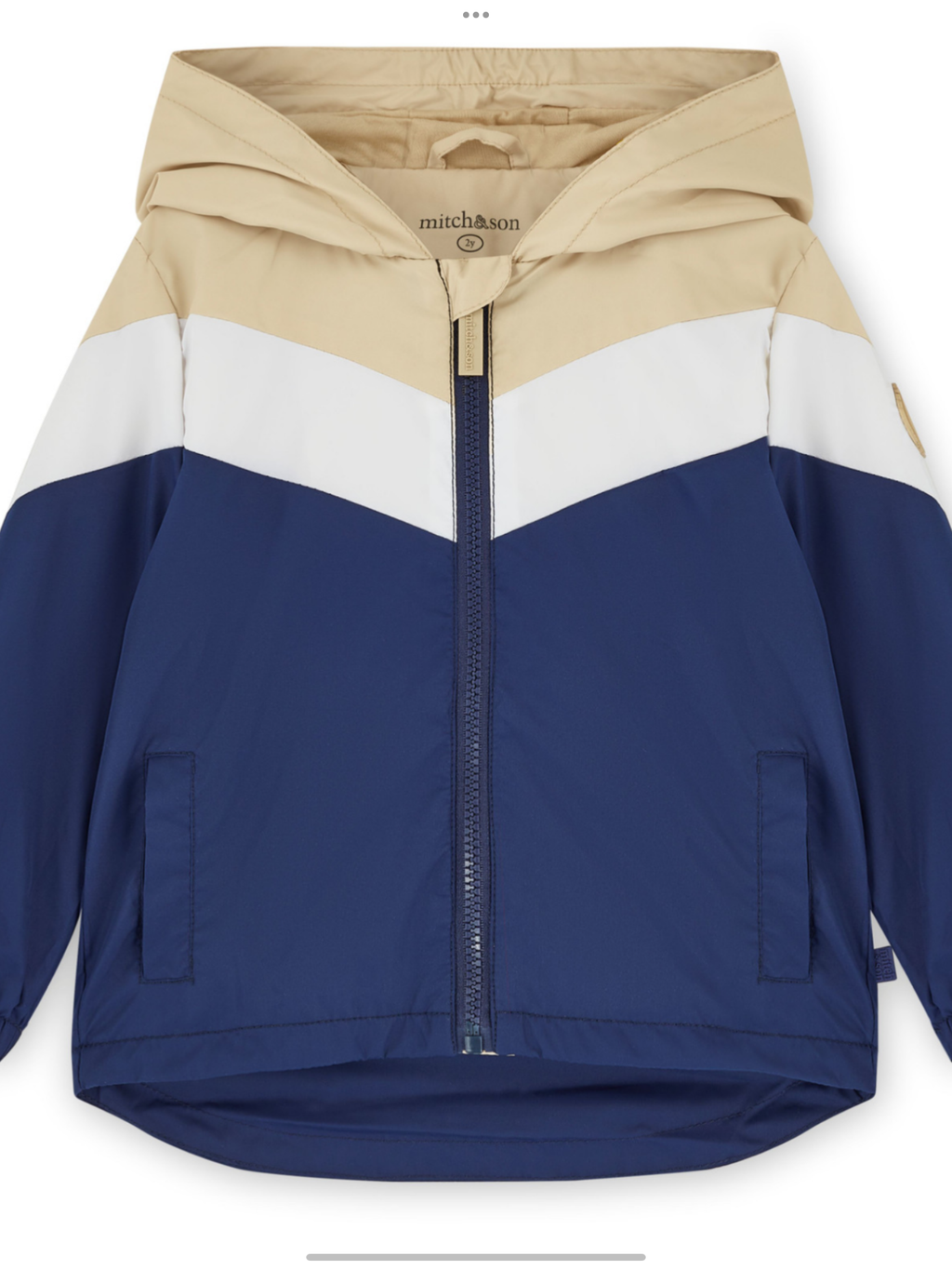 Mitch & Son Beige/Navy Colour Block Hooded Jacket - Peter  0126466