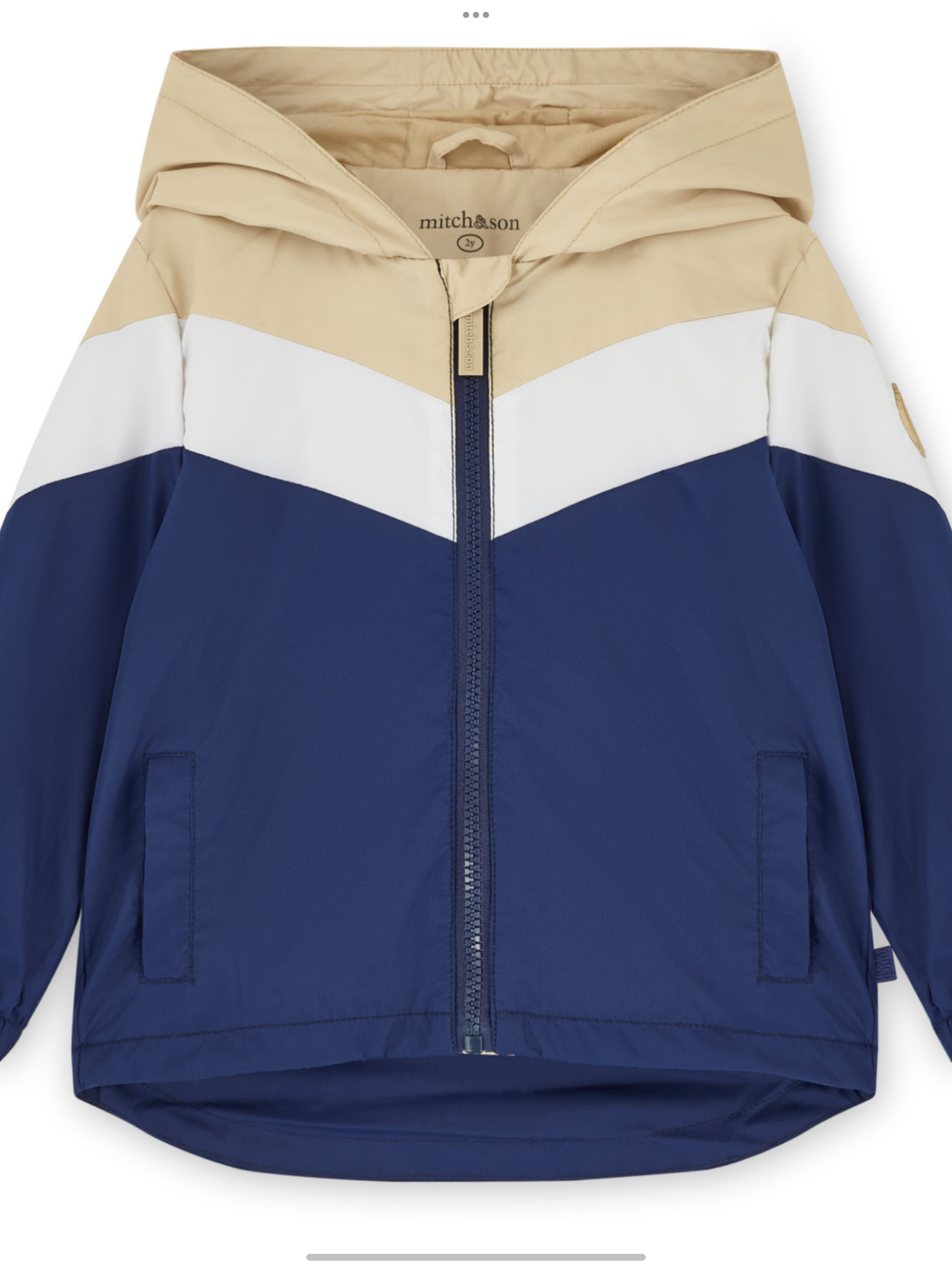 Mitch & Son Beige/Navy Colour Block Hooded Jacket - Peter  0126466