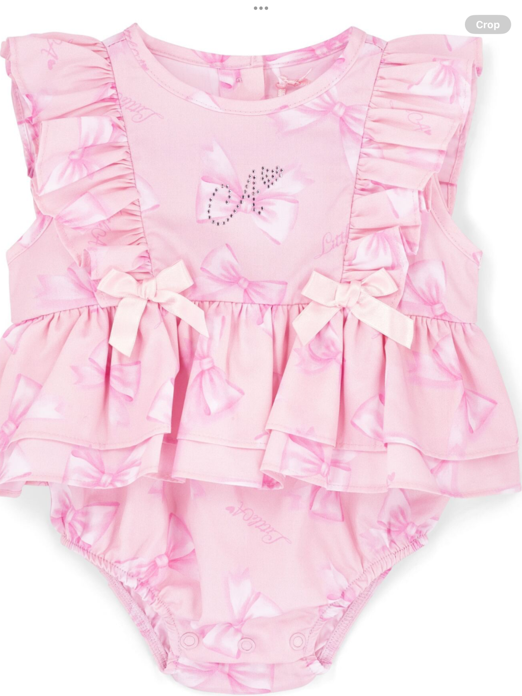 Little A Baby Girls Perfectly Pink Odessa Bow Print Romper - Pink Blossom 0126481