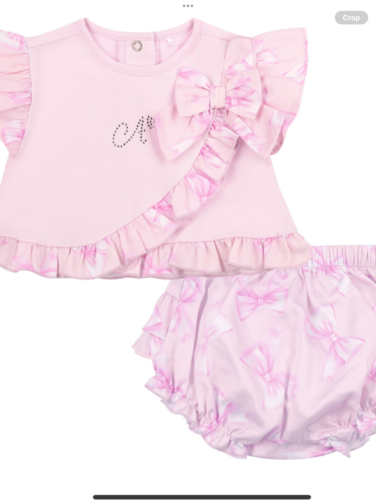 Little A Baby Girls Perfectly Pink Ocean Bow Print Jam Pant Set - Pink Blossom 0126482