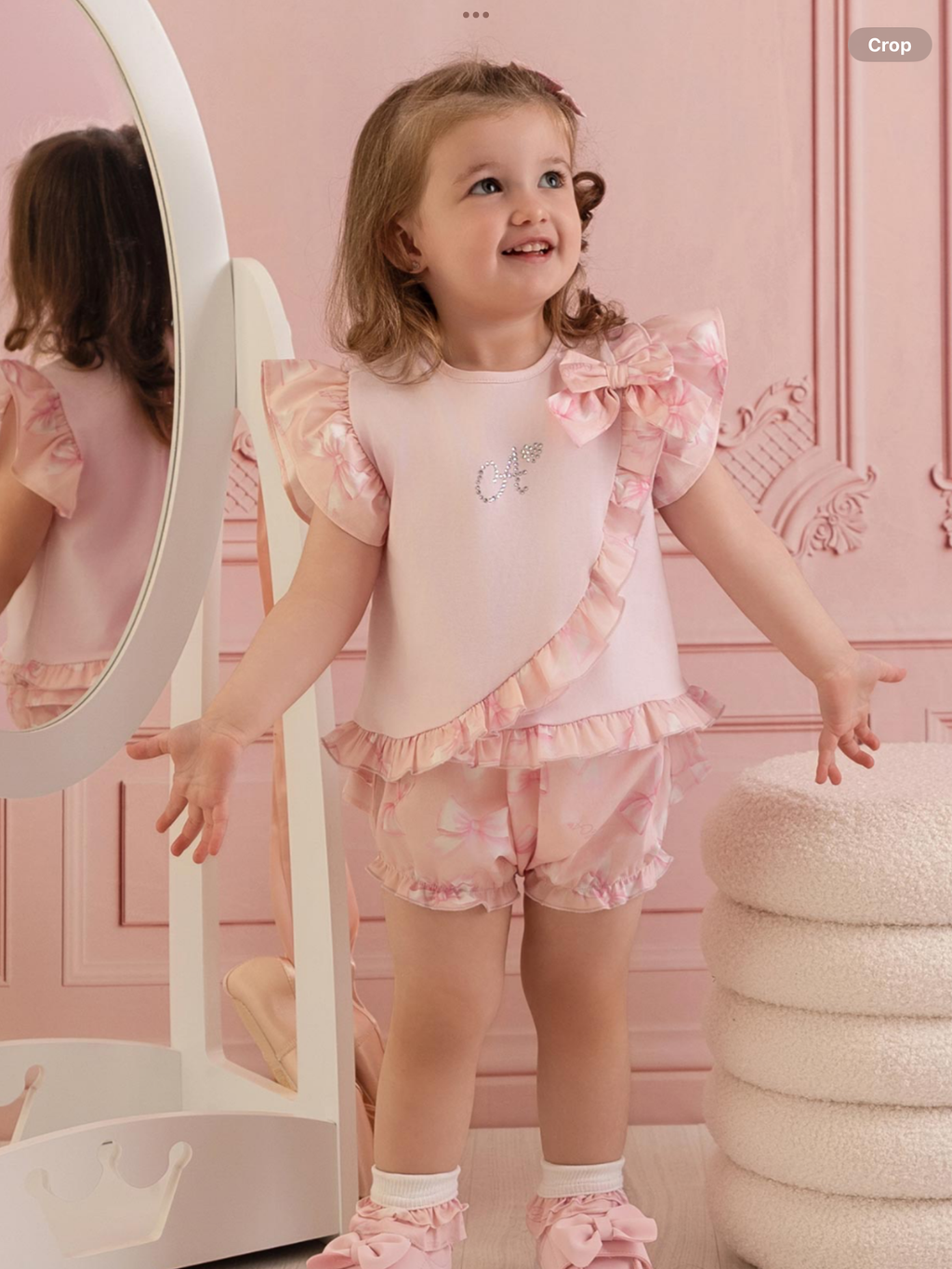 Little A Baby Girls Perfectly Pink Ocean Bow Print Jam Pant Set - Pink Blossom 0126482