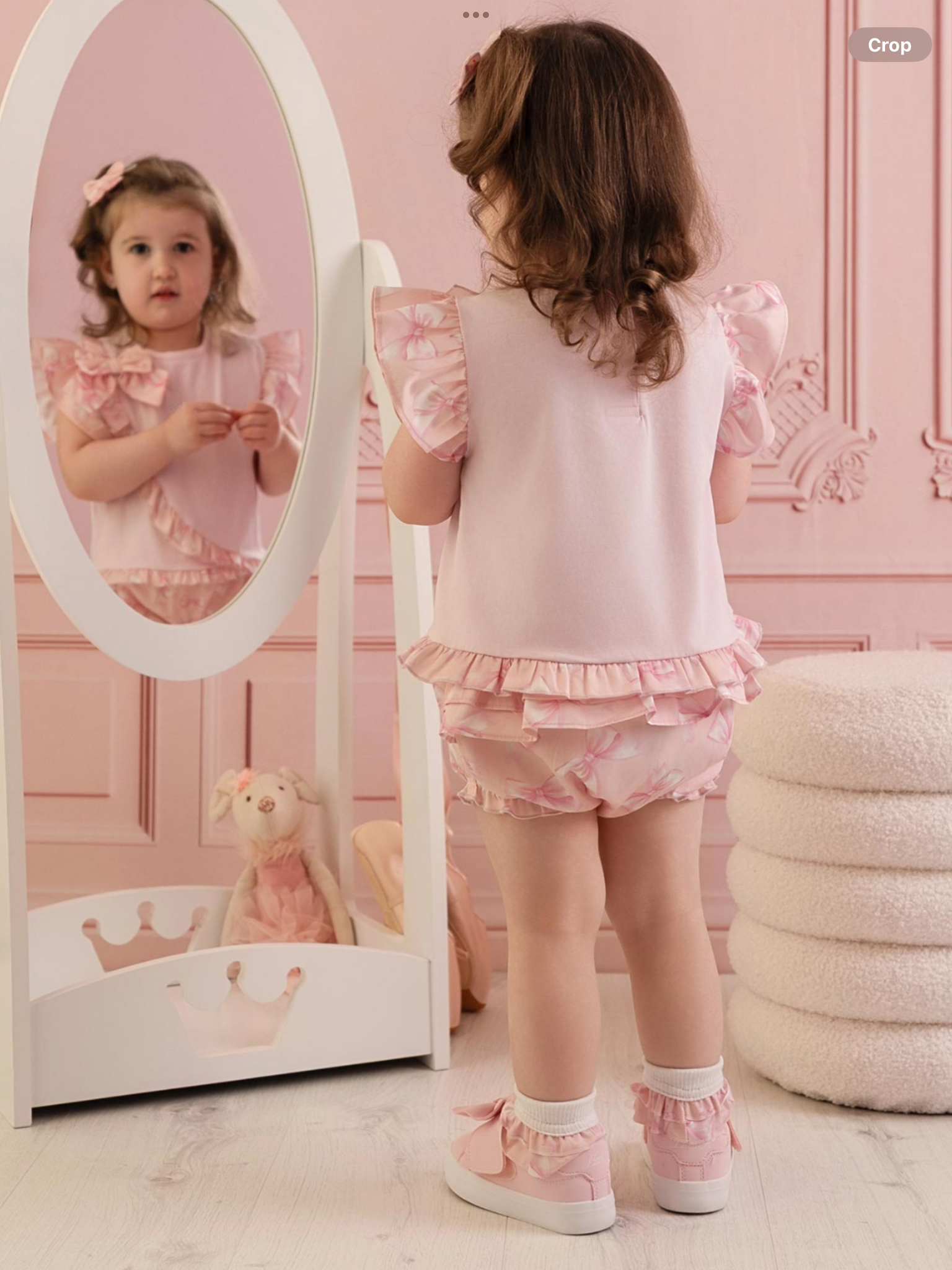 Little A Baby Girls Perfectly Pink Ocean Bow Print Jam Pant Set - Pink Blossom 0126482
