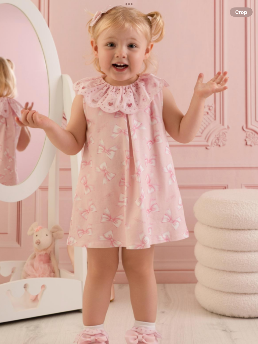 Little A Baby Girls Perfectly Pink Opal Bow Print Dress - Pink Blossom    0126483