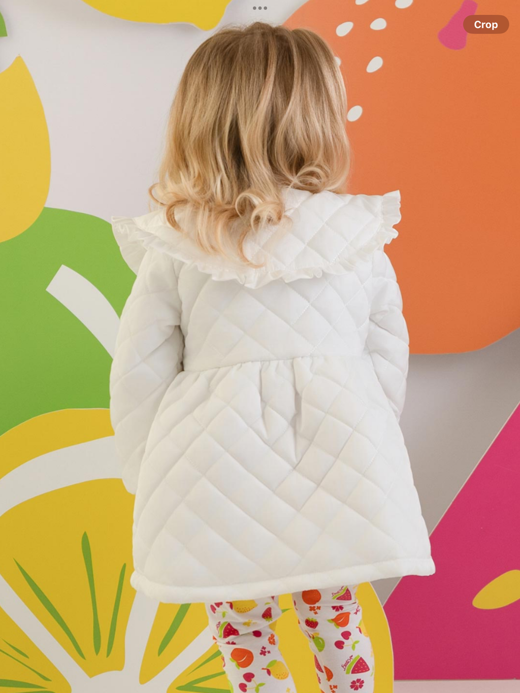 PRE ORDER Little A Baby Girls Cutie Frutti Penelope Quilted Jacket - Bright White   0126484