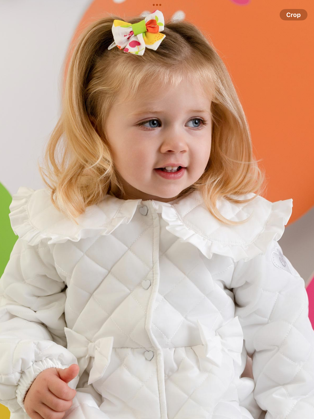 PRE ORDER Little A Baby Girls Cutie Frutti Penelope Quilted Jacket - Bright White   0126484