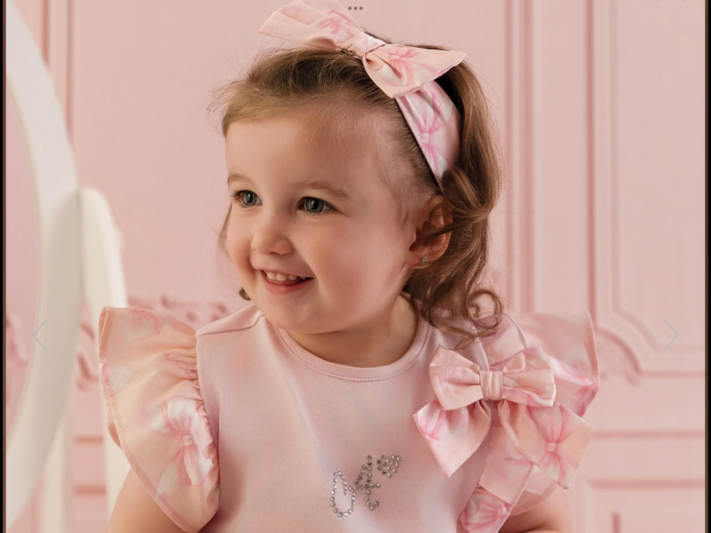 Little A Baby Girls Perfectly Pink Ora Bow Print Headband - Pink Blossom  0126485